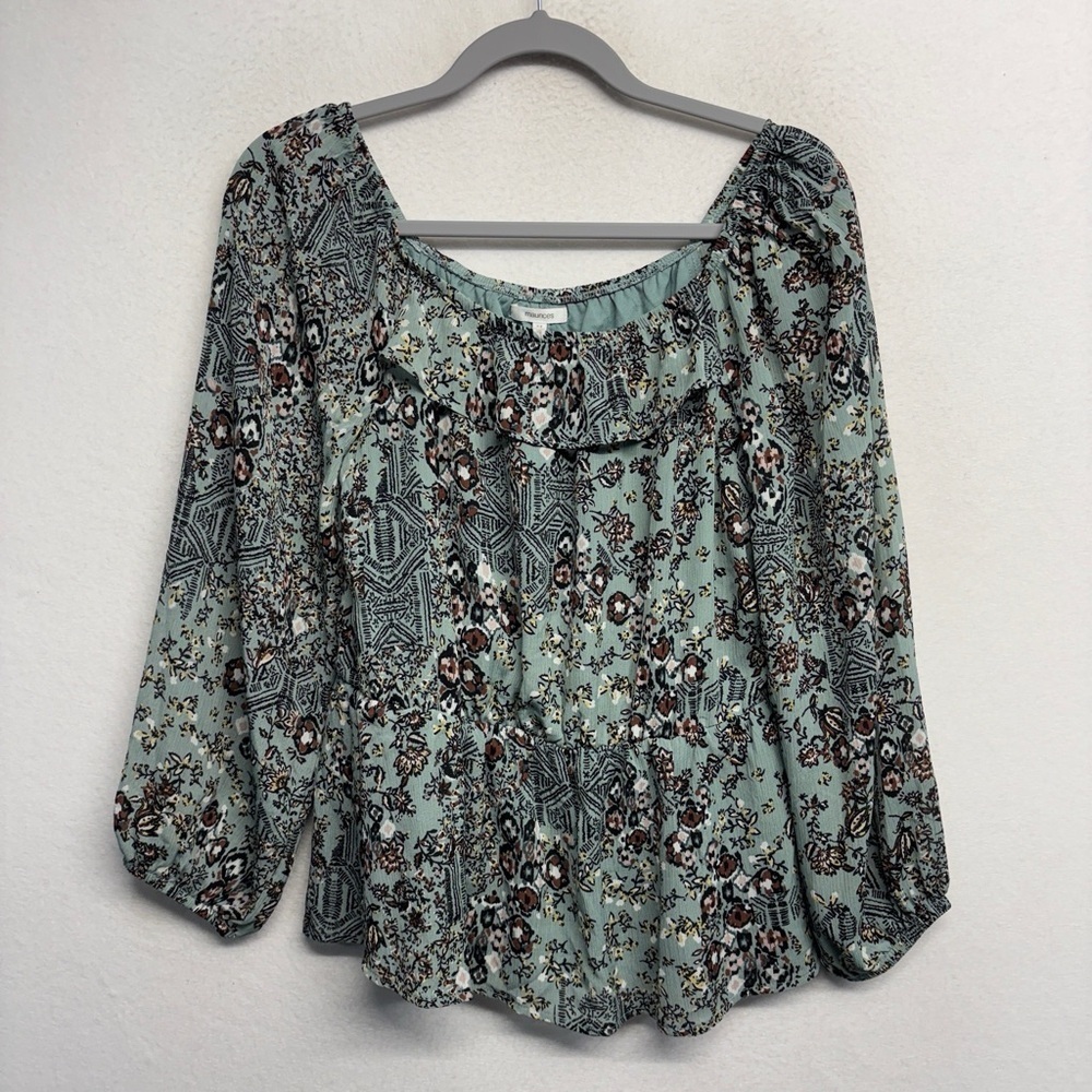 NWT Maurice's Long Sleeve‎ S Peasant Blouse Blue